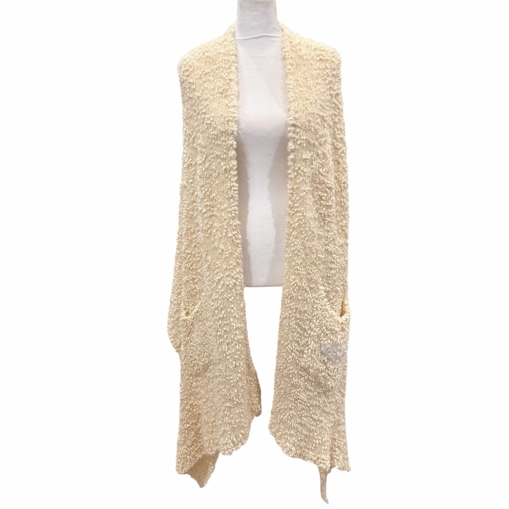 DEMDACO Giving Shawl Women OS Cream Popcorn Knit Pocketed Wrap Scarf Soft Cozy